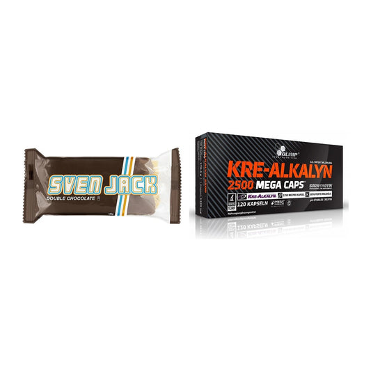 Masseaufbau-Set: Sven Jack (Energycake) 24 + Olimp Kre Alkalyn 2500 – alle enthaltenen Artikel
