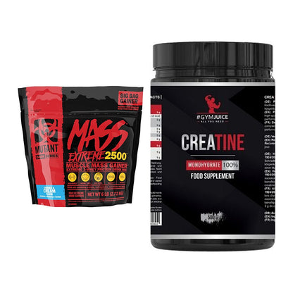 Masseaufbau-Set: Mutant Mass XXXTREME 2500 + #GYMJUICE Creatine – alle enthaltenen Artikel