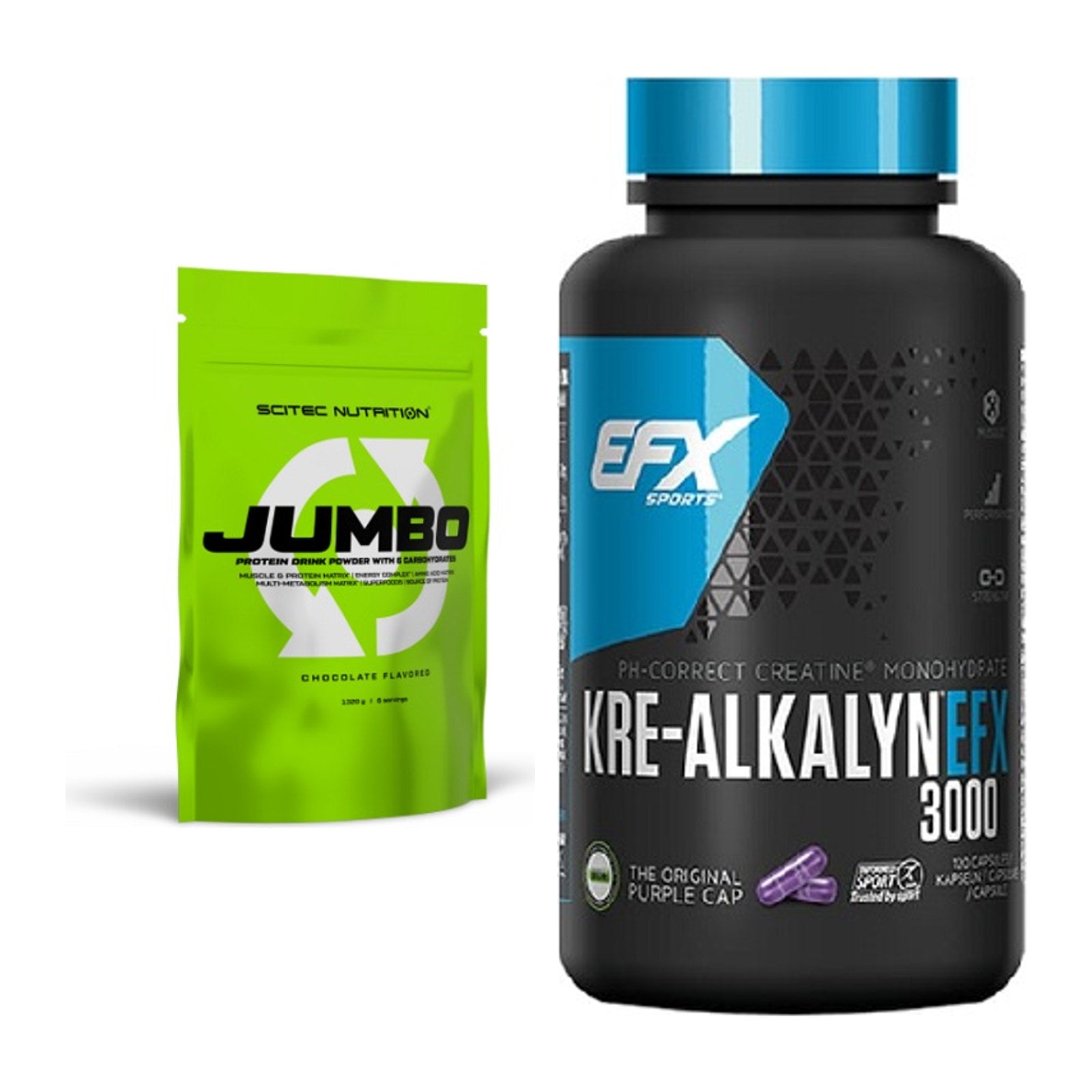 Masseaufbau-Set: Scitec Jumbo + EFX Kre-Alkalyn 3000 – alle enthaltenen Artikel