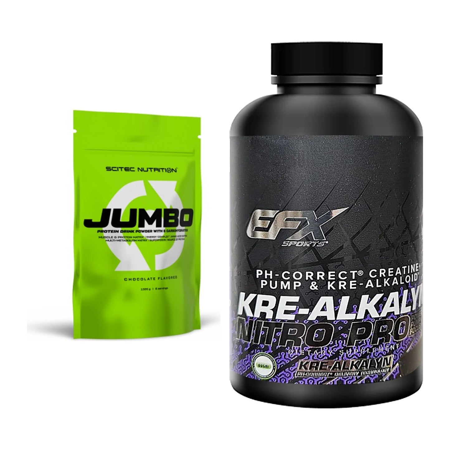 Masseaufbau-Set: Scitec Jumbo + EFX Kre-Alkalyn Nitro PRO – alle enthaltenen Artikel