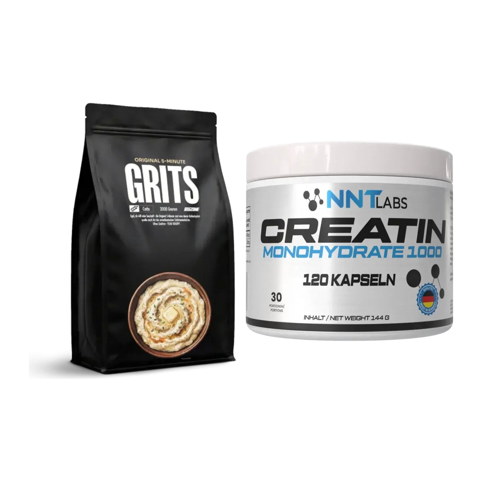 Masseaufbau-Set: Big Zone Grits (Maisgrieß) + NNT Creatin 1000 mg – alle enthaltenen Artikel