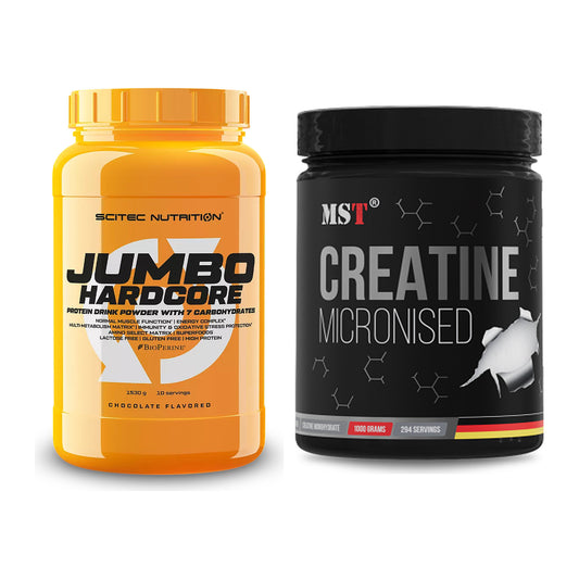 Masseaufbau-Set: Scitec Jumbo Hardcore1530g + MST Creatin Monohydrate – alle enthaltenen Artikel