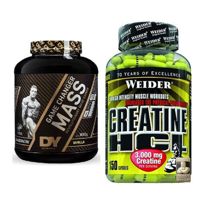 Masseaufbau-Set: DY Nutrition Game Changer Mass + Weider Creatin HCL – alle enthaltenen Artikel