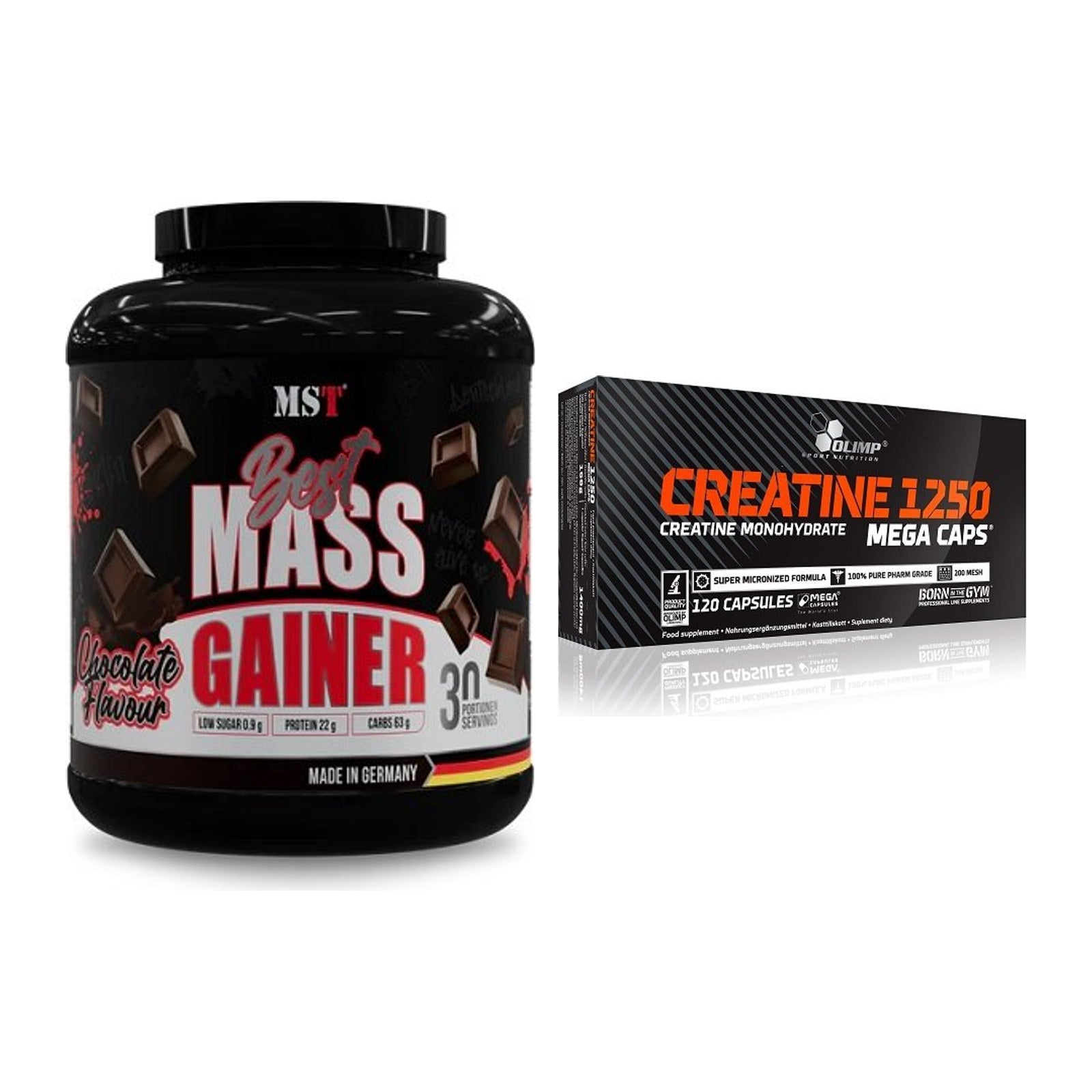 Masseaufbau-Set: MST Best Mass Gainer + Olimp Creatine Mega Caps – alle enthaltenen Artikel