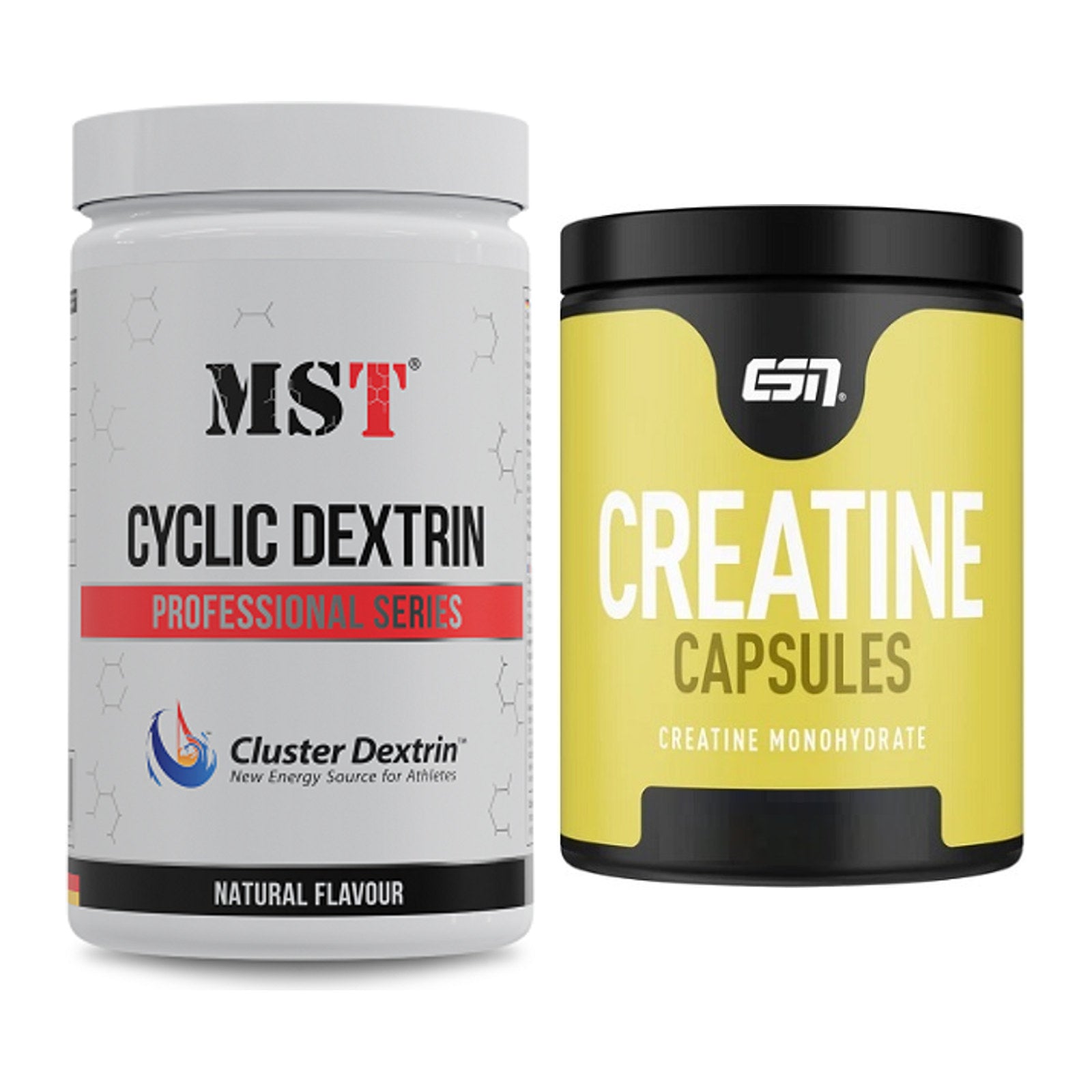 Masseaufbau-Set: MST Cluster Dextrin + ESN Ultrapure Creatine – alle enthaltenen Artikel