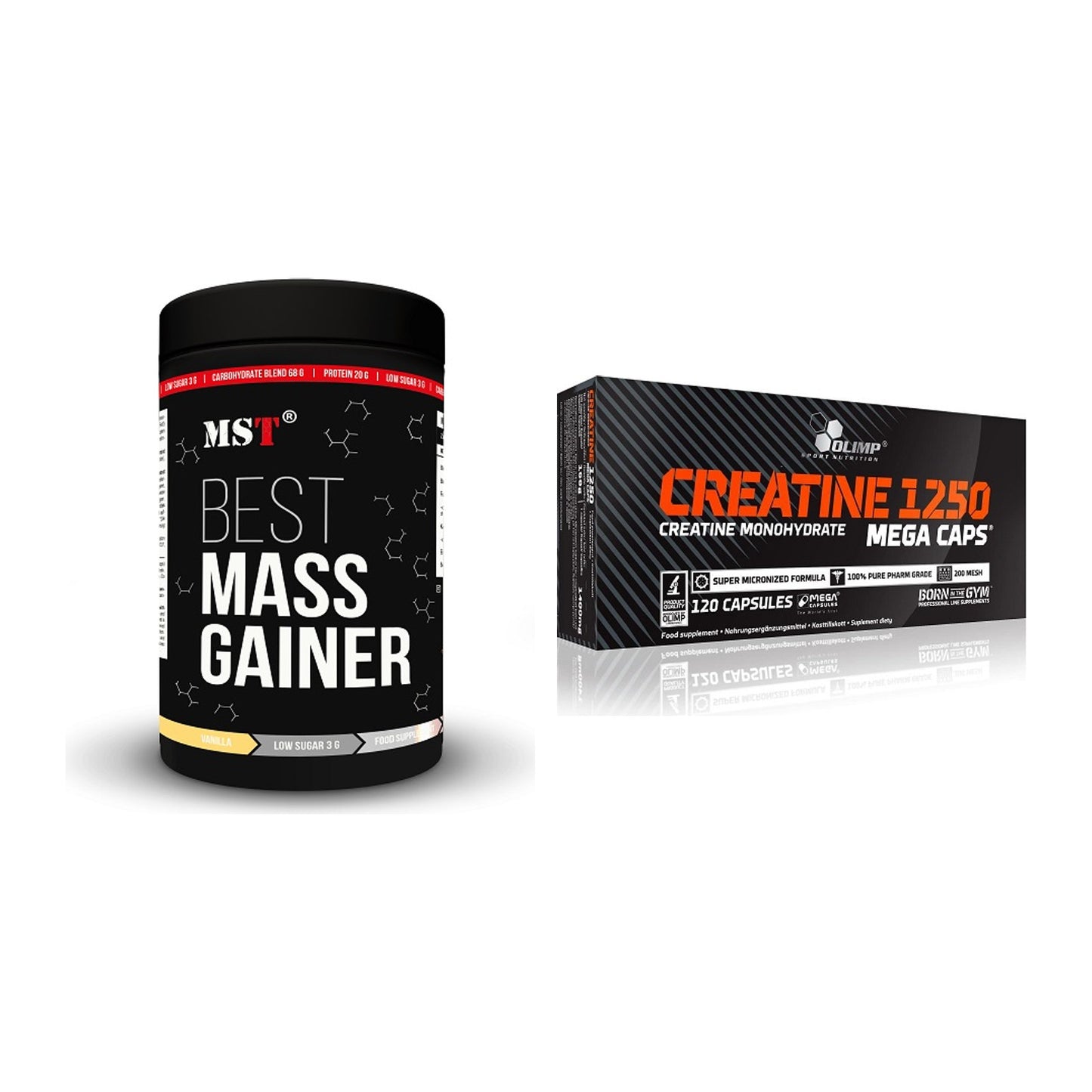 Masseaufbau-Set: MST Best Mass Gainer + Olimp Creatine Mega Caps – alle enthaltenen Artikel