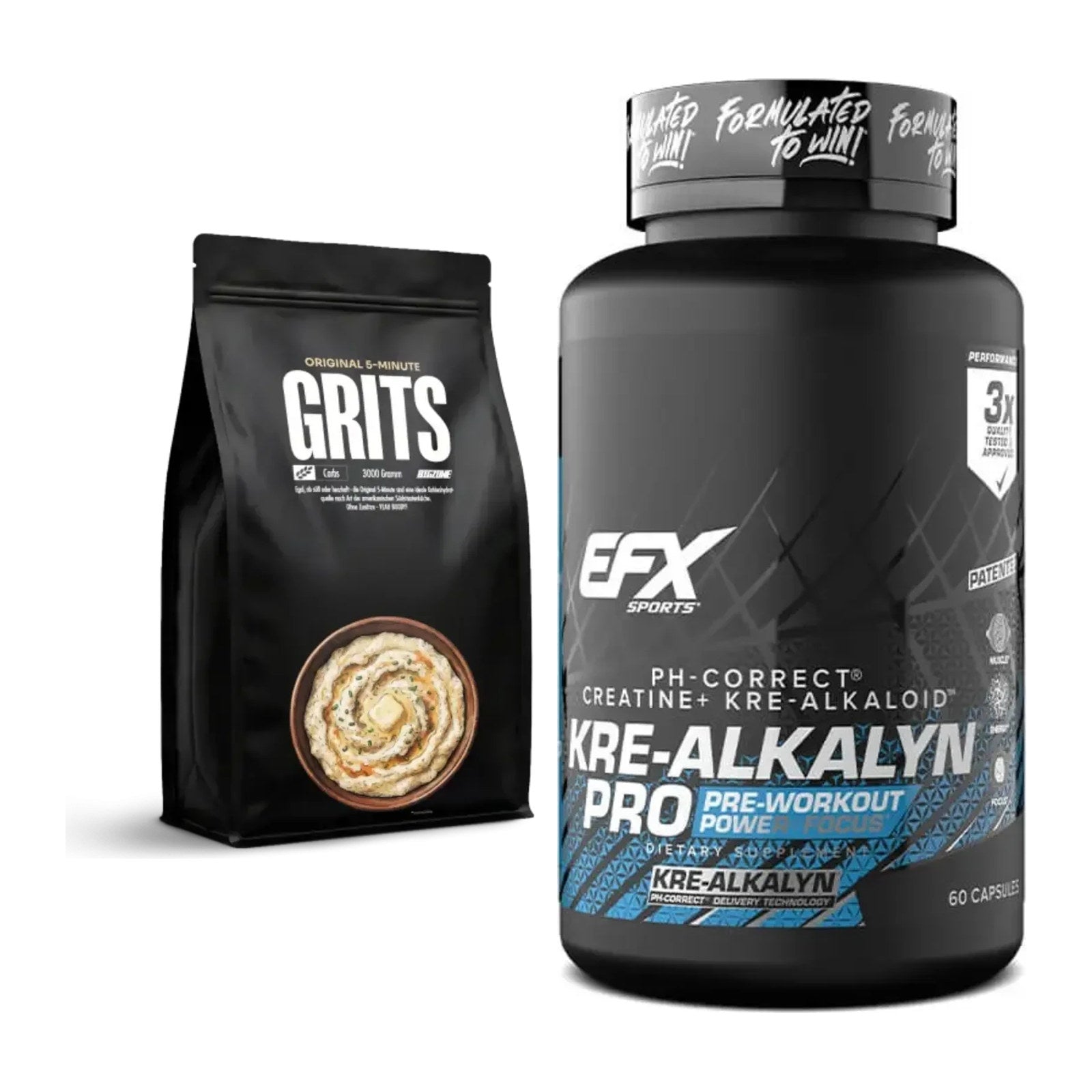Masseaufbau-Set: Big Zone Grits (Maisgrieß) + EFX Kre-Alkalyn PRO – alle enthaltenen Artikel