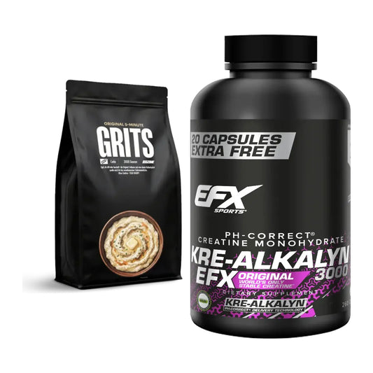 Masseaufbau-Set: Big Zone Grits (Maisgrieß) + EFX Kre-Alkalyn 3000 – alle enthaltenen Artikel