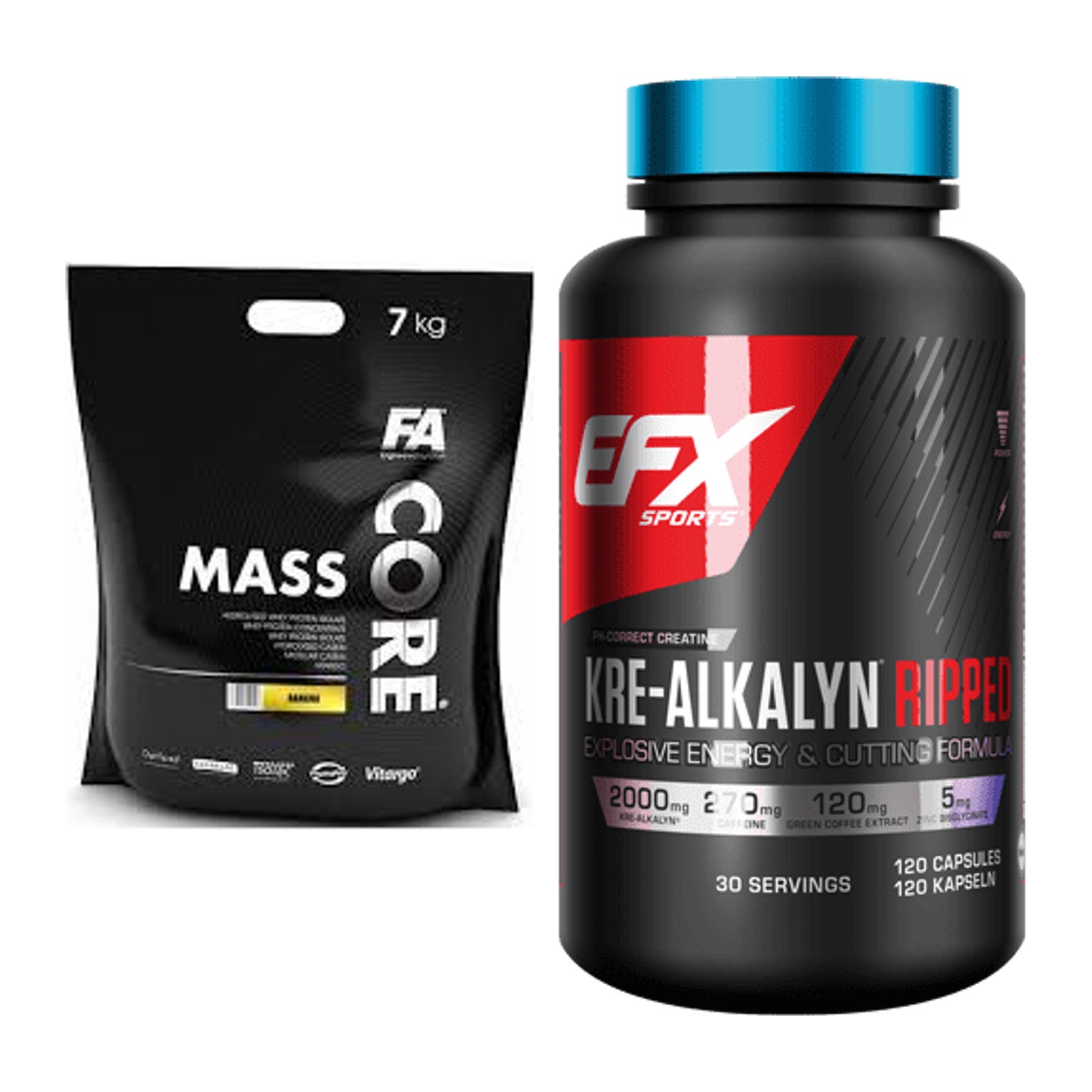 Masseaufbau-Set: FA Nutrition CORE Mass + EFX Kre-Alkalyn Ripped – alle enthaltenen Artikel