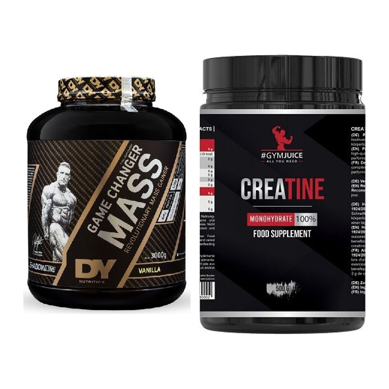 Masseaufbau-Set: DY Nutrition Game Changer + #GYMJUICE Creatine – alle enthaltenen Artikel