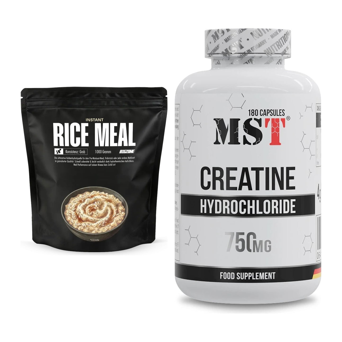 Masseaufbau-Set: Big Zone Instant Rice Meal (grob) + MST Creatine HCL – alle enthaltenen Artikel