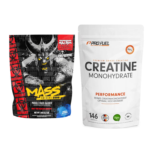 Masseaufbau-Set: Mutant Mass EXTREME 2500 + ProFuel Creatine – alle enthaltenen Artikel