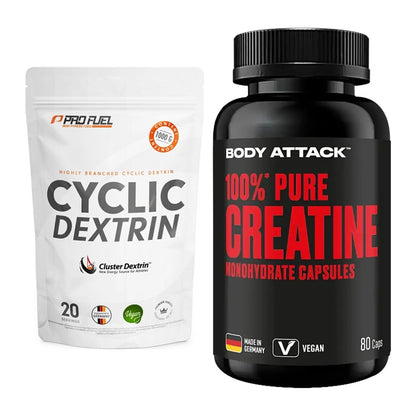 Masseaufbau-Set: ProFuel Cyclic Dextrin + Body Attack 100% Pure – alle enthaltenen Artikel
