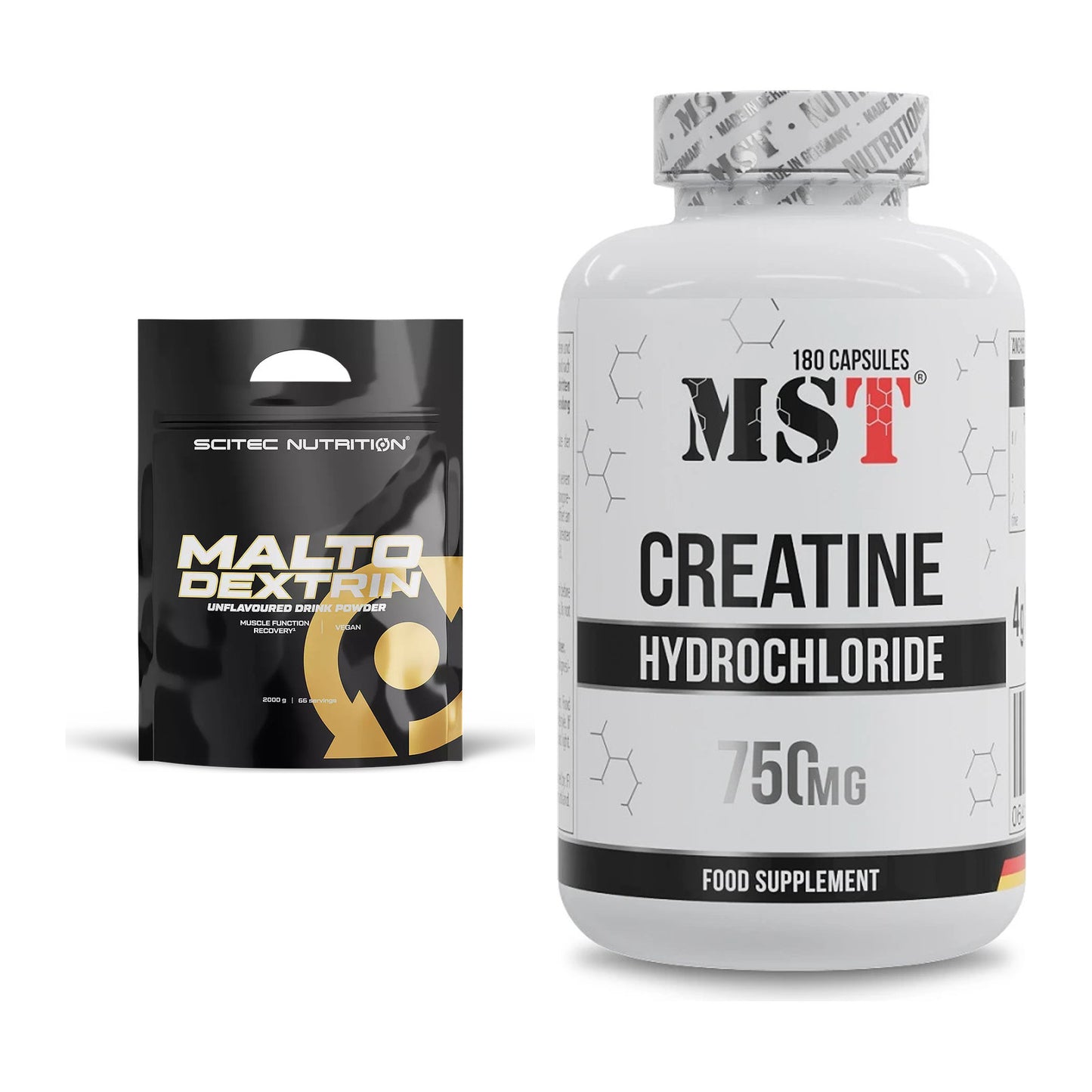 Masseaufbau-Set: Scitec Maltodextrin 2000g Beutel + MST Creatine HCL – alle enthaltenen Artikel