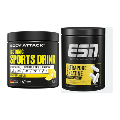 Masseaufbau-Set: Body Attack Isotonic + ESN Ultrapure Creatine – alle enthaltenen Artikel