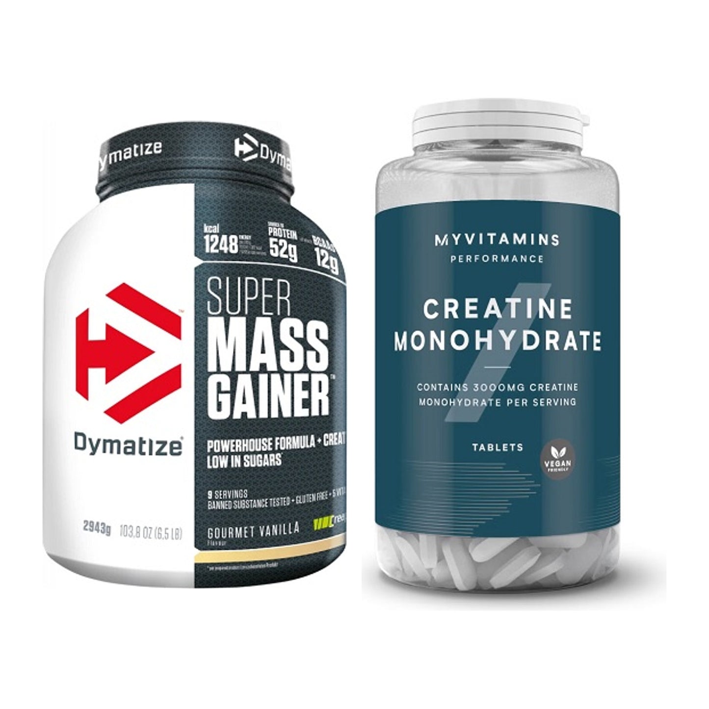 Masseaufbau-Set: Dymatize Super Mass + MyProtein MyVitamins – alle enthaltenen Artikel
