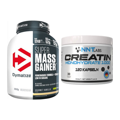 Masseaufbau-Set: Dymatize Super Mass Gainer + NNT Creatin 1000 mg – alle enthaltenen Artikel