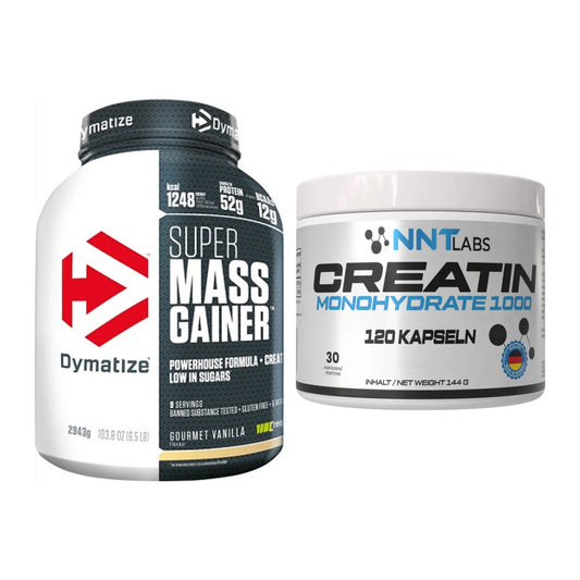 Masseaufbau-Set: Dymatize Super Mass Gainer + NNT Creatin 1000 mg – alle enthaltenen Artikel