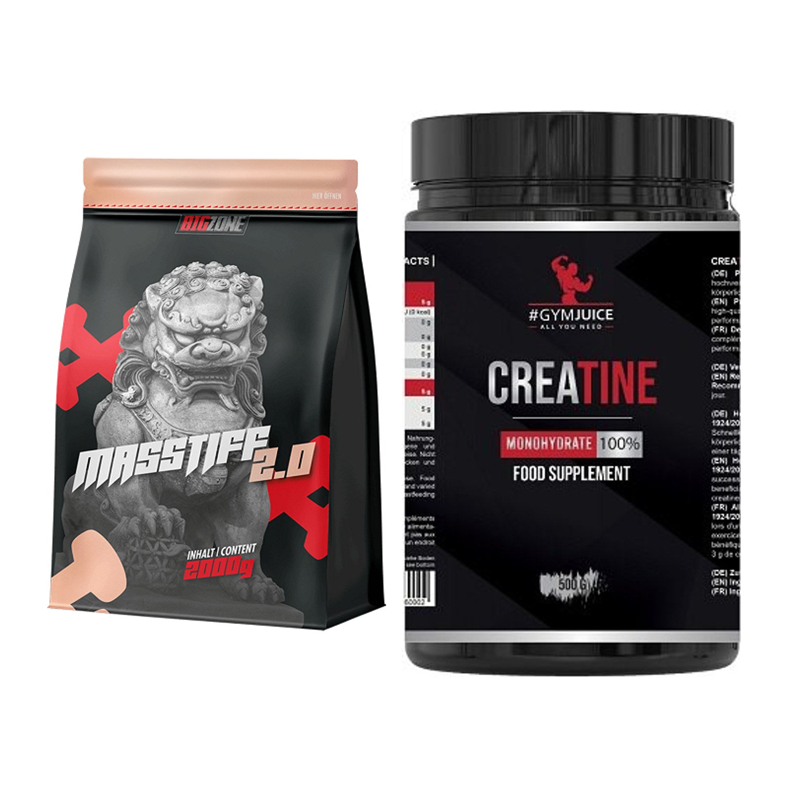 Masseaufbau-Set: Big Zone Masstiff 2.0 + #GYMJUICE Creatine – alle enthaltenen Artikel