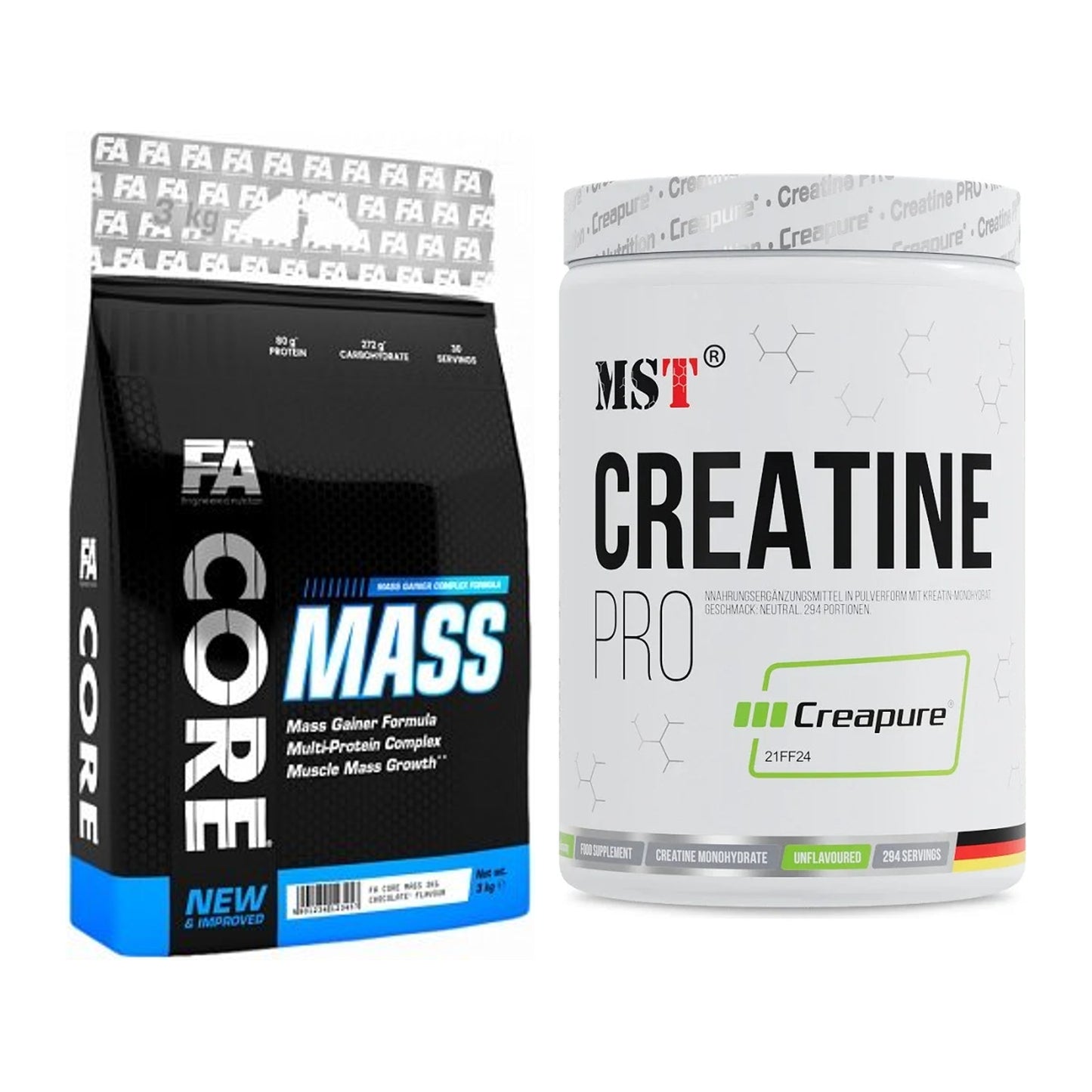 Masseaufbau-Set: FA Nutrition Core Mass + MST Creatin Pro CREAPURE – alle enthaltenen Artikel