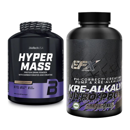 Masseaufbau-Set: BioTech Hyper Mass + EFX Kre-Alkalyn Nitro PRO – alle enthaltenen Artikel