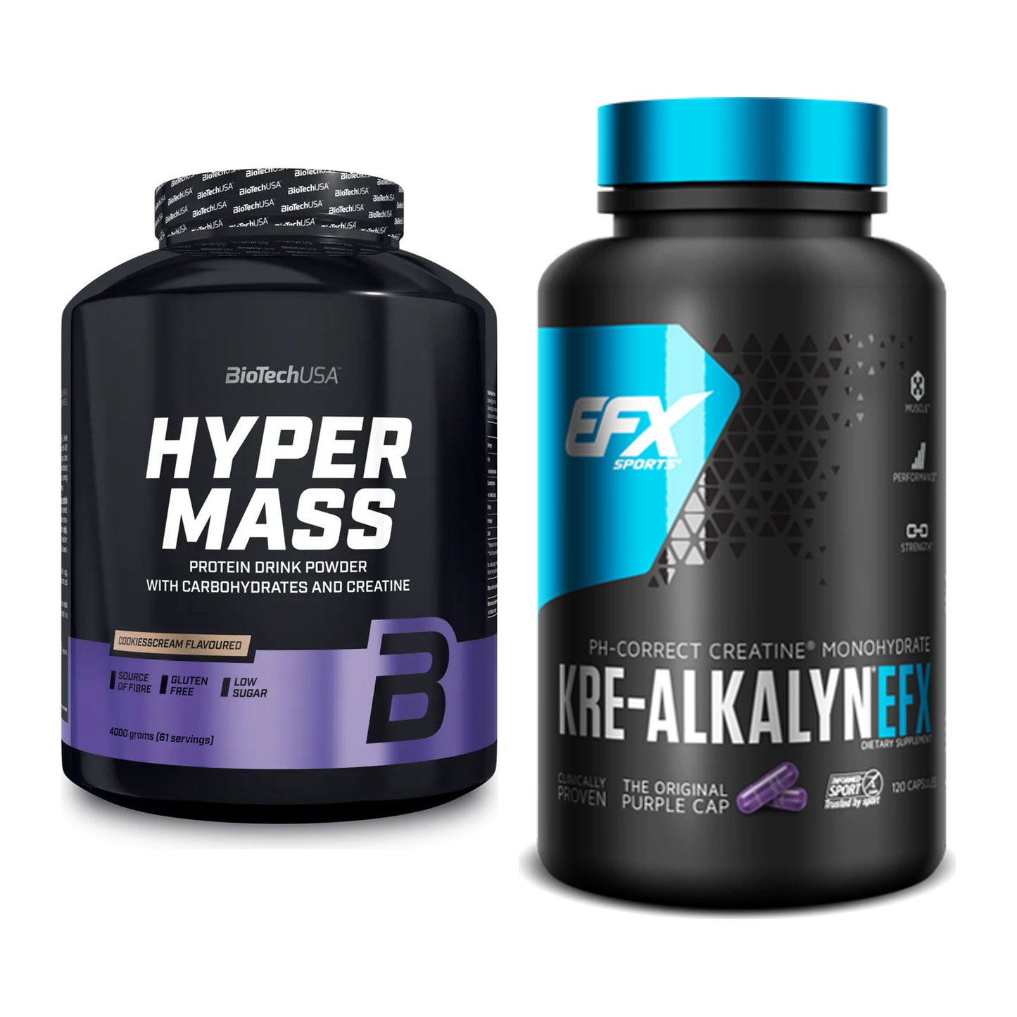 Masseaufbau-Set: BioTech Hyper Mass + EFX Kre-Alkalyn – alle enthaltenen Artikel