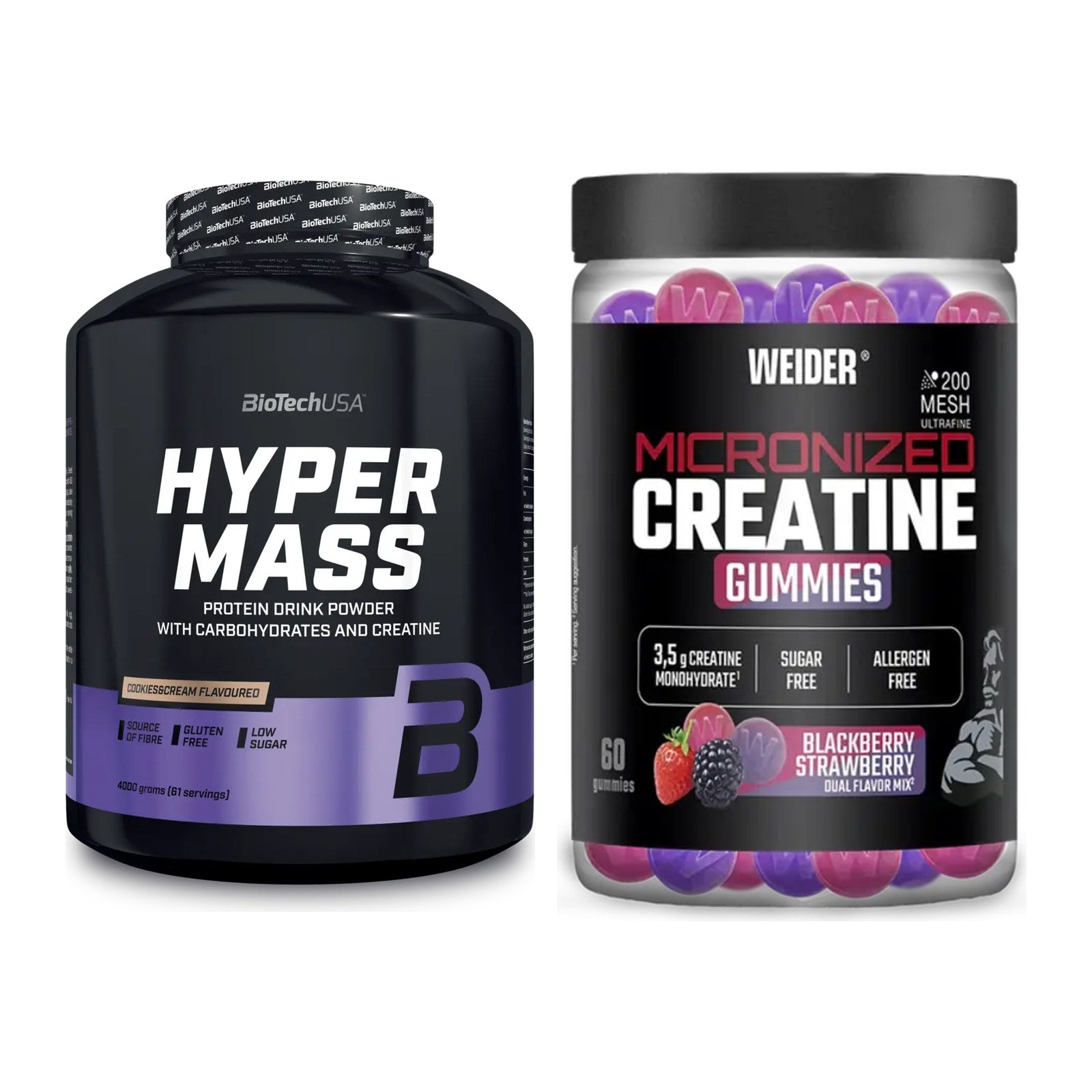 Masseaufbau-Set: BioTech Hyper Mass + Weider Micronized – alle enthaltenen Artikel
