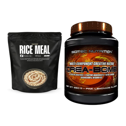 Masseaufbau-Set: Big Zone Instant Rice Meal (grob) + Scitec Crea-Bomb – alle enthaltenen Artikel