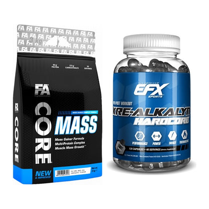 Masseaufbau-Set: FA Nutrition Core Mass + EFX Kre-Alkalyn Hardcore – alle enthaltenen Artikel
