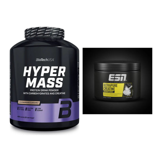 Masseaufbau-Set: BioTech Hyper Mass 4000g + ESN Ultrapure Creatine – alle enthaltenen Artikel