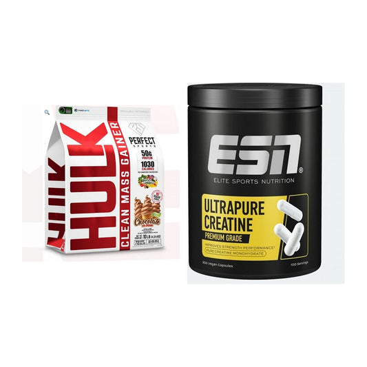 Masseaufbau-Set: Perfect Sports Hulk Clean + ESN Ultrapure Creatine – alle enthaltenen Artikel