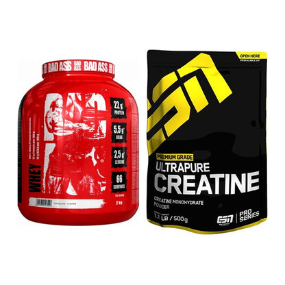 Masseaufbau-Set: BAD ASS Whey + ESN Ultrapure Creatine Monohydrate – alle enthaltenen Artikel