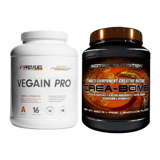 Masseaufbau-Set: ProFuel VEGAIN Pro + Scitec Crea-Bomb – alle enthaltenen Artikel