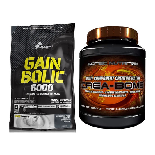 Masseaufbau-Set: Olimp Gain Bolic 6000 + Scitec Crea-Bomb – alle enthaltenen Artikel