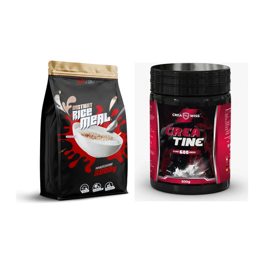 Masseaufbau-Set: Big Zone Rice Meal 3000g + CREASWISS Creatine 600 – alle enthaltenen Artikel
