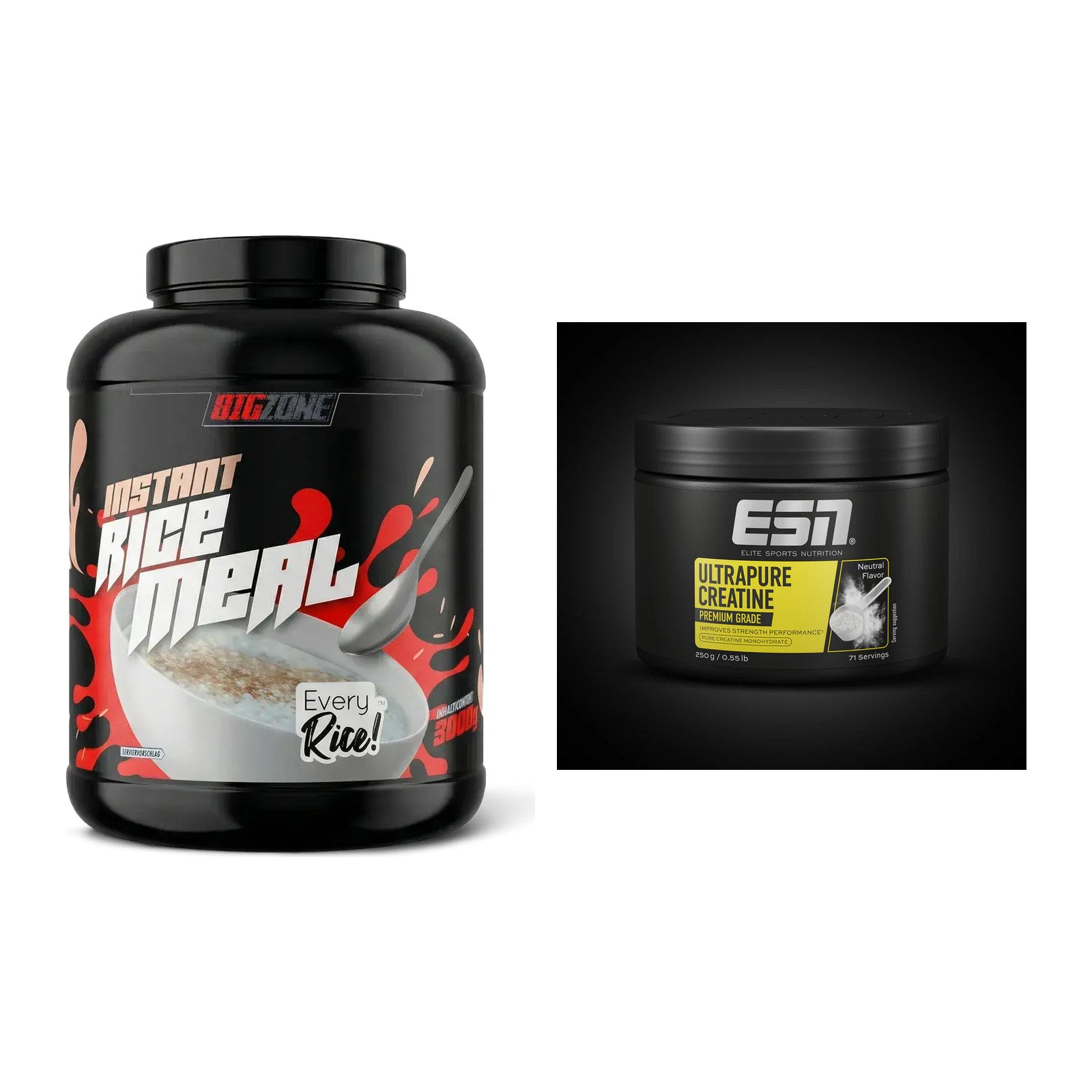 Masseaufbau-Set: Big Zone Rice Meal 3000g + ESN Ultrapure Creatine – alle enthaltenen Artikel
