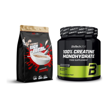 Masseaufbau-Set: Big Zone Rice Meal 3000g + BioTech Creatine – alle enthaltenen Artikel