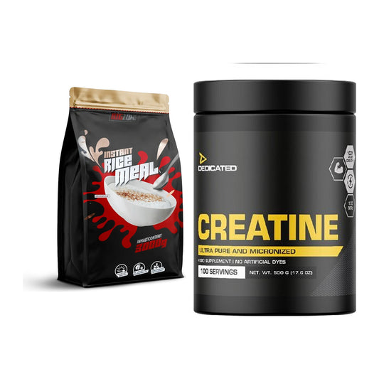 Masseaufbau-Set: Big Zone Rice Meal 3000g Beutel + Dedicated Creatine – alle enthaltenen Artikel