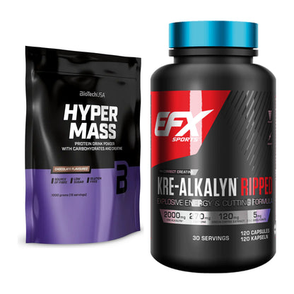 Masseaufbau-Set: BioTech Hyper Mass + EFX Kre-Alkalyn Ripped Kapsel – alle enthaltenen Artikel