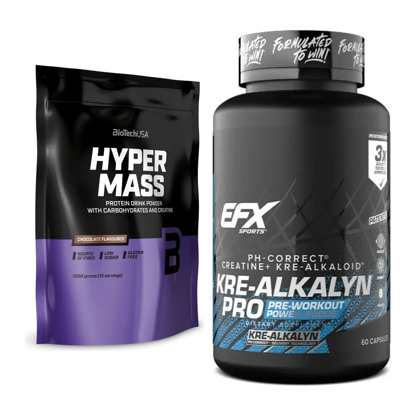 Masseaufbau-Set: BioTech Hyper Mass + EFX Kre-Alkalyn PRO – alle enthaltenen Artikel