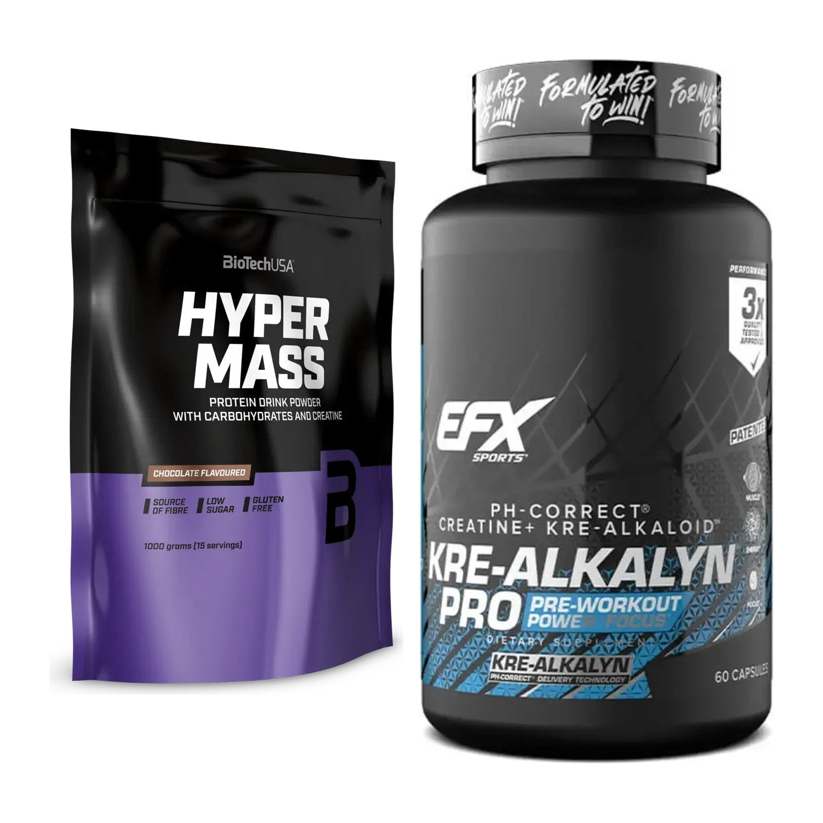 Masseaufbau-Set: BioTech Hyper Mass + EFX Kre-Alkalyn PRO – alle enthaltenen Artikel