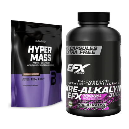 Masseaufbau-Set: BioTech Hyper Mass + EFX Kre-Alkalyn 3000 – alle enthaltenen Artikel