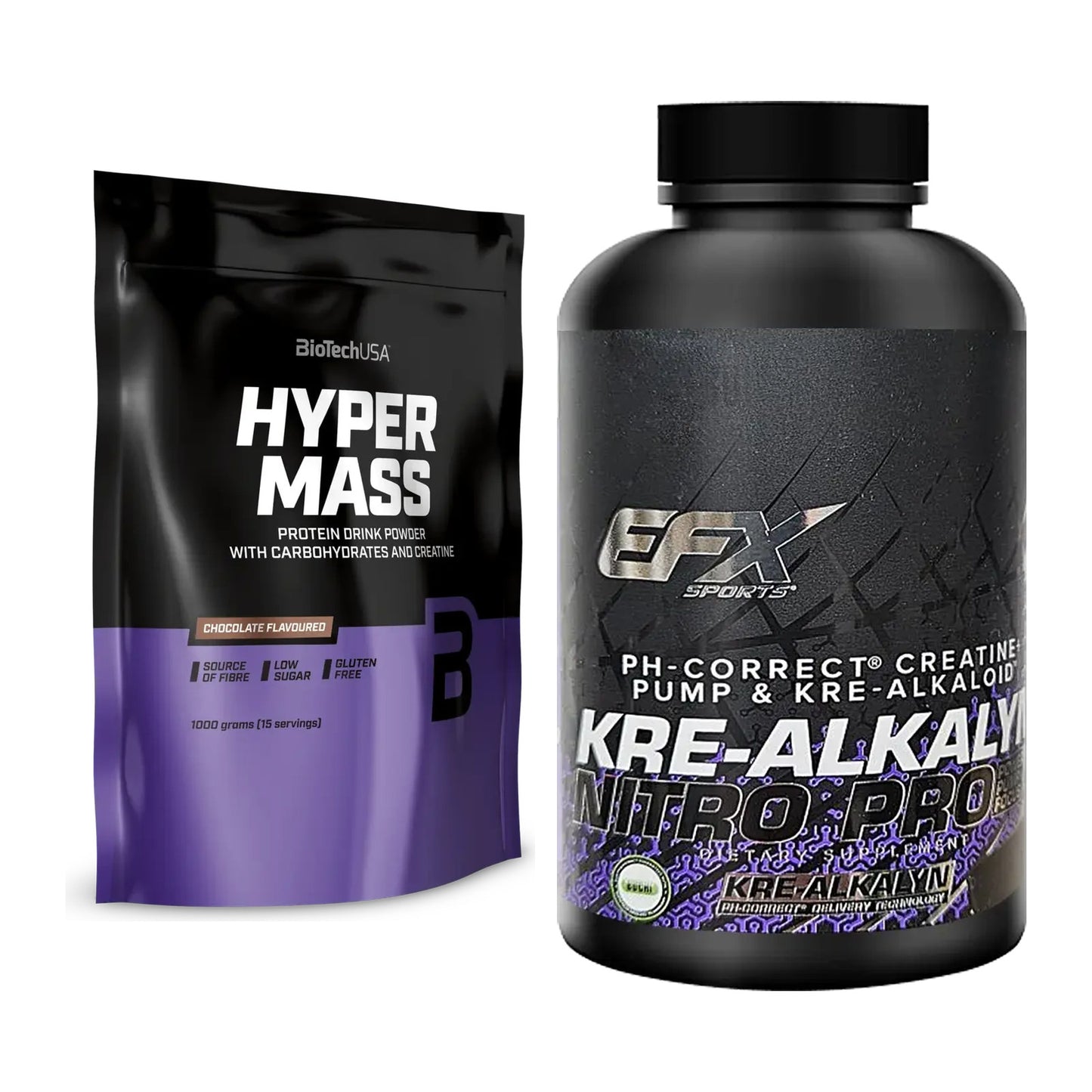 Masseaufbau-Set: BioTech Hyper Mass + EFX Kre-Alkalyn PRO 120 – alle enthaltenen Artikel