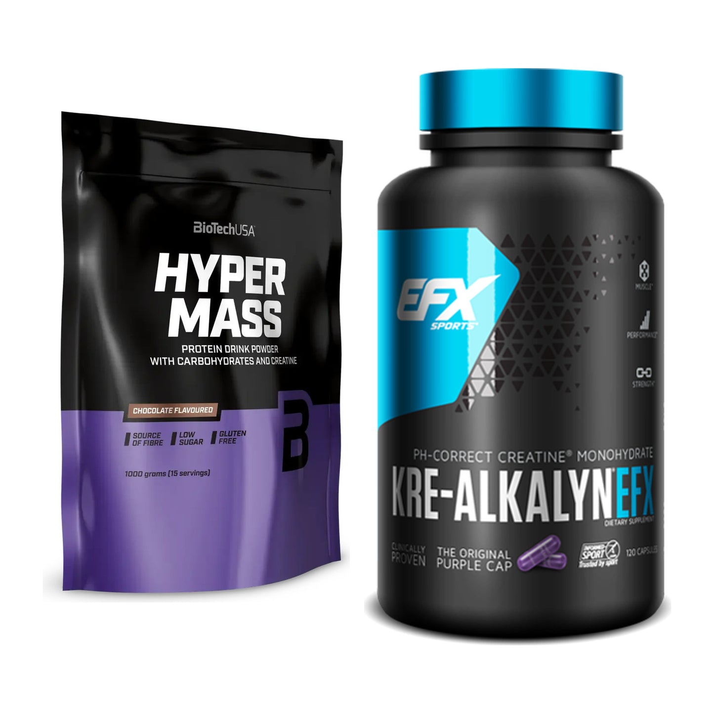 Masseaufbau-Set: BioTech Hyper Mass + EFX Kre-Alkalyn – alle enthaltenen Artikel