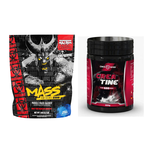 Masseaufbau-Set: Mutant Mass EXTREME 2500 + CREASWISS Creatine 600 – alle enthaltenen Artikel