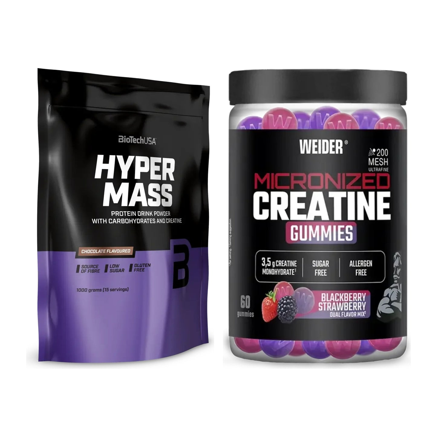 Masseaufbau-Set: BioTech Hyper Mass + Weider Micronized – alle enthaltenen Artikel