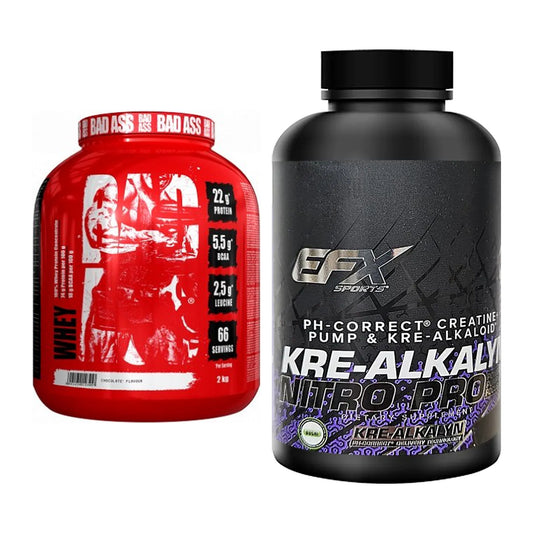 Masseaufbau-Set: BAD ASS Whey + EFX Kre-Alkalyn Nitro PRO – alle enthaltenen Artikel