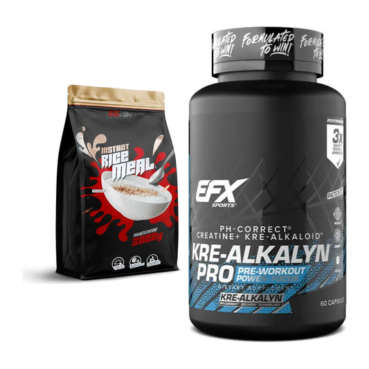 Masseaufbau-Set: Big Zone Rice Meal 3000g Beutel + EFX Kre-Alkalyn PRO – alle enthaltenen Artikel
