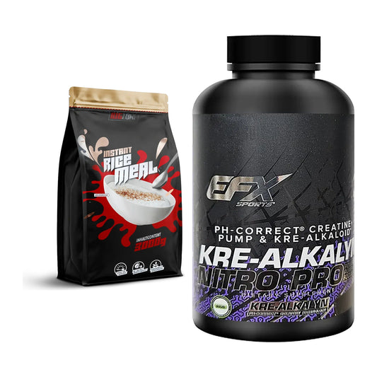Masseaufbau-Set: Big Zone Rice Meal 3000g + EFX Kre-Alkalyn Nitro PRO – alle enthaltenen Artikel