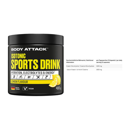 Masseaufbau-Set: Body Attack Isotonic + INLEAD Creatine – alle enthaltenen Artikel